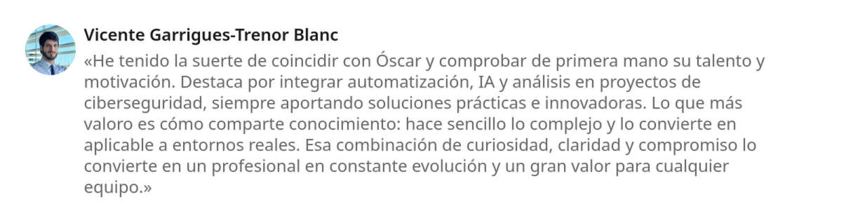 Recomendación de LinkedIn 1